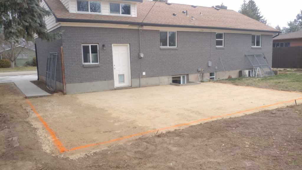 Backyard patio concrete preparation